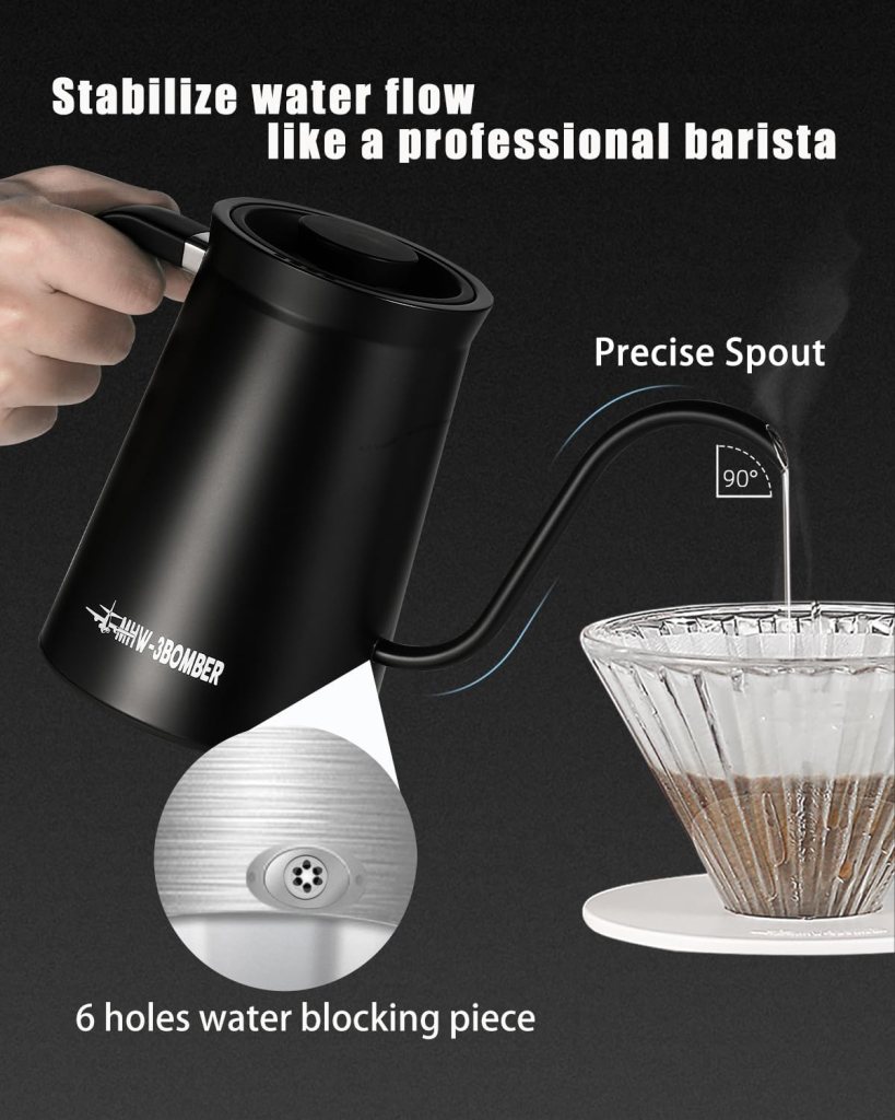 MHW-3BOMBER Gooseneck Electric Kettle, Pour-Over Coffee Kettle Tea Kettle Beginner Friendly Precise Temperature Control LED Display Perfect for 1-2 Servings Black BK6058B MHW-3BOMBER Gooseneck Electric Kettle, Pour-Over Coffee Kettle Tea Kettle Beginner Friendly Precise Temperature Control LED Display Perfect for 1-2 Servings Black BK6058B