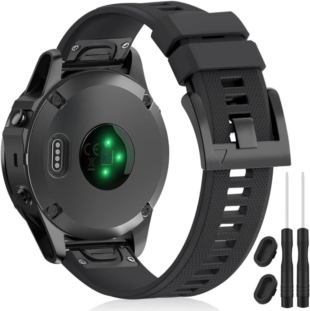 ZEROFIRE Bands Compatible with Garmin Fenix 5 Watch Strap Replacement Silicone Band for Fenix 7/Fenix 6/Fenix 6 Pro/Fenix 5/Fenix 5 Plus/Forerunner 935/Forerunner 945/Approach S60/S62/Quatix 5/Qatix 6, Not Fit 5X, 5S