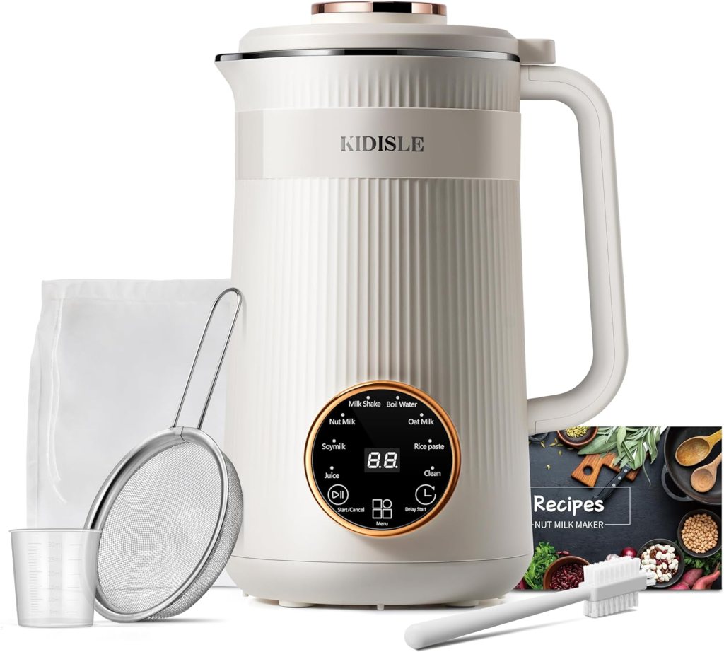 8 in 1 Nut Milk Maker, 32oz Homemade Almond, Oat, Coconut, Soy, Plant Based Milks and Non Dairy Beverages, Automatic Soybean Milk Machine with Delay Start/Keep Warm/Boil Water, Cream