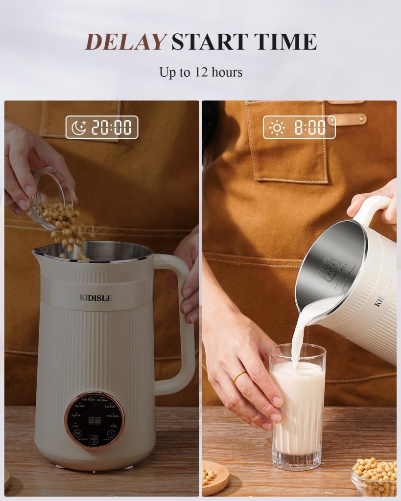 8 in 1 Nut Milk Maker, 32oz Homemade Almond, Oat, Coconut, Soy, Plant Based Milks and Non Dairy Beverages, Automatic Soybean Milk Machine with Delay Start/Keep Warm/Boil Water, Cream
