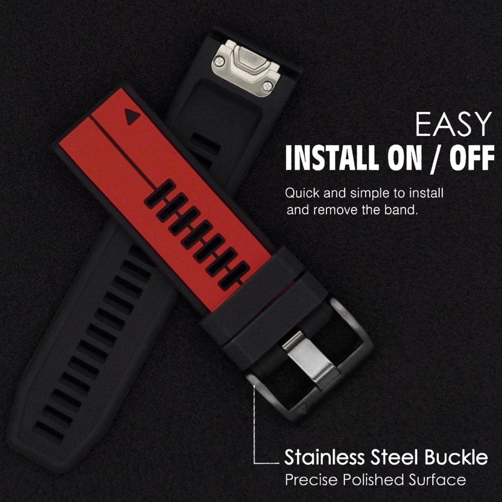 Abanen Quick Fit 22mm Silicone Watch Bands for Garmin Insintct 2 / Forerunner 955 / Fenix 7 / epix 2 / Fenix 6 / Fenix 5, Soft Sport Bicolor Waterproof Wristband Strap for epix Pro 47mm