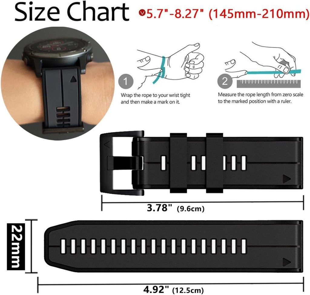 Abanen Quick Fit 22mm Silicone Watch Bands for Garmin Insintct 2 / Forerunner 955 / Fenix 7 / epix 2 / Fenix 6 / Fenix 5, Soft Sport Bicolor Waterproof Wristband Strap for epix Pro 47mm