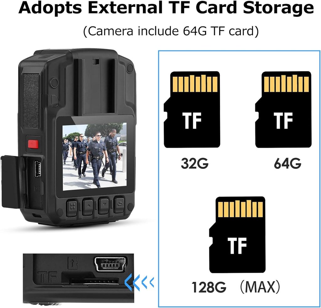 BOBLOV HD66-02/D7 2K 1440P Body Worn Camera， IP67 WaterproofAnti -Fall, 2 Batteries with Dock, Wearable Video Recorder, IR Night Vision with 360° Rotation Clip (32GB)