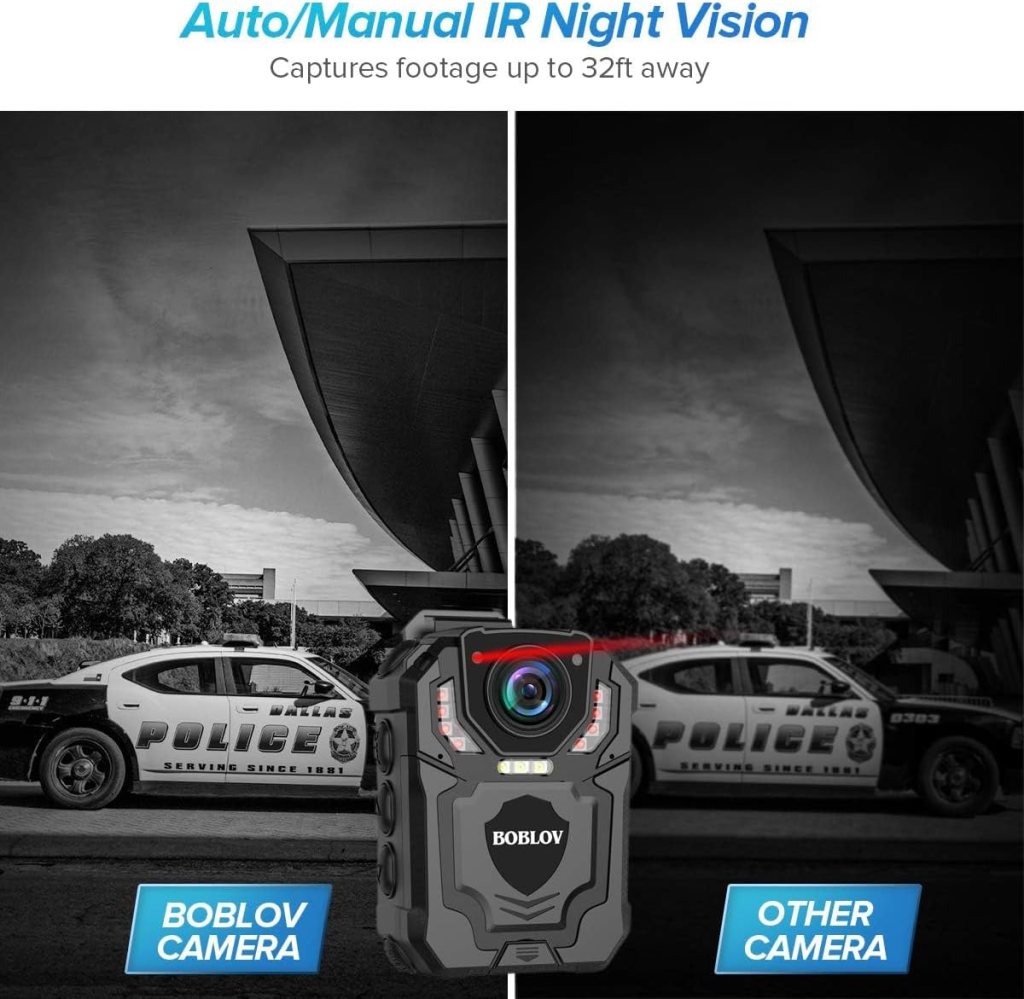 BOBLOV T5 Built-in 256GB 1440P Body Camera, Wearable Police Body Worn Camera, Camcorder with Two Batteries with Dock, Internal Card, Video Camera for Law Enforcement, Night Vision, File Protection