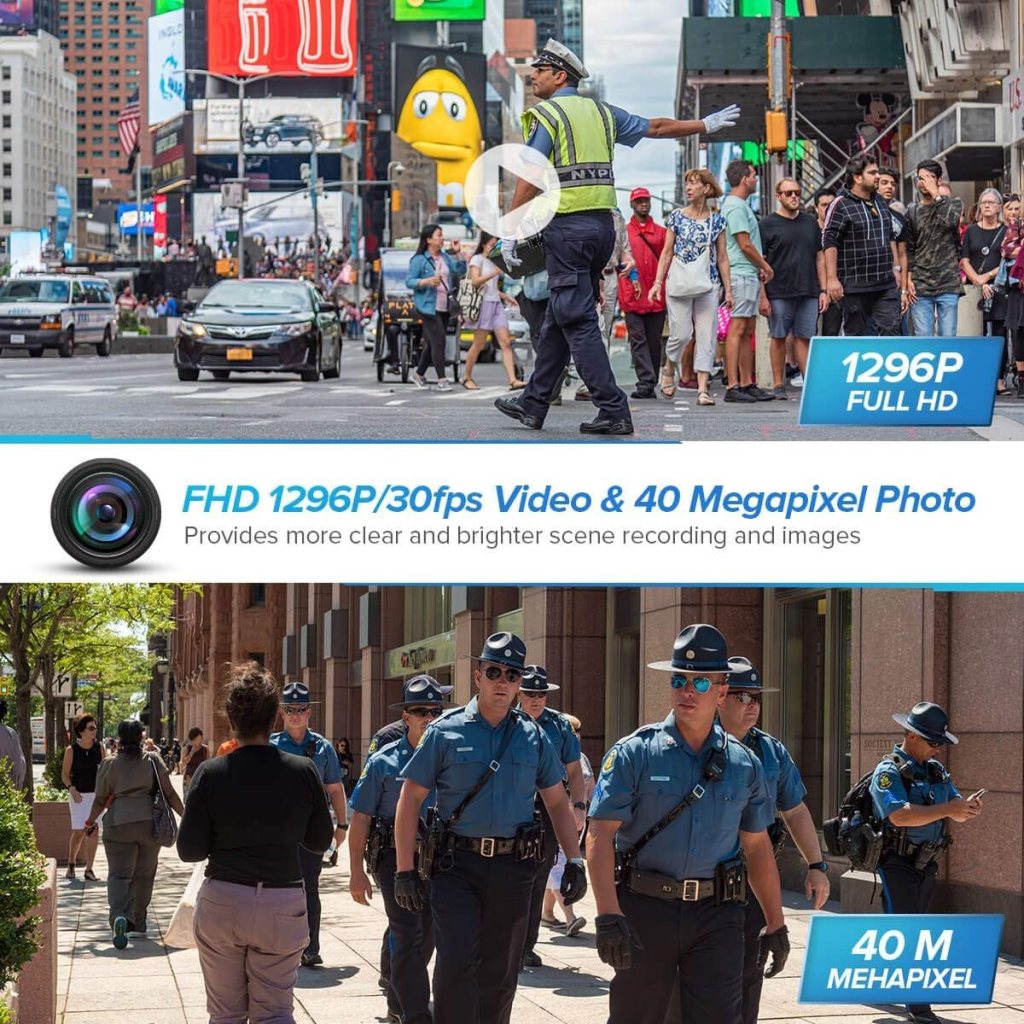 BOBLOV T5 Built-in 256GB 1440P Body Camera, Wearable Police Body Worn Camera, Camcorder with Two Batteries with Dock, Internal Card, Video Camera for Law Enforcement, Night Vision, File Protection