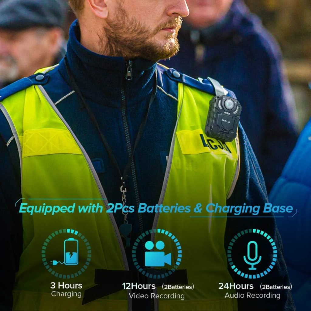 BOBLOV T5 Built-in 256GB 1440P Body Camera, Wearable Police Body Worn Camera, Camcorder with Two Batteries with Dock, Internal Card, Video Camera for Law Enforcement, Night Vision, File Protection
