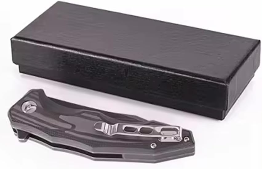 D2 Steel Blade G10 w/Carbon Fiber Inlay Handle Outdoor Camping Tactical Pocket Folding Knife Unique Men Women Gift