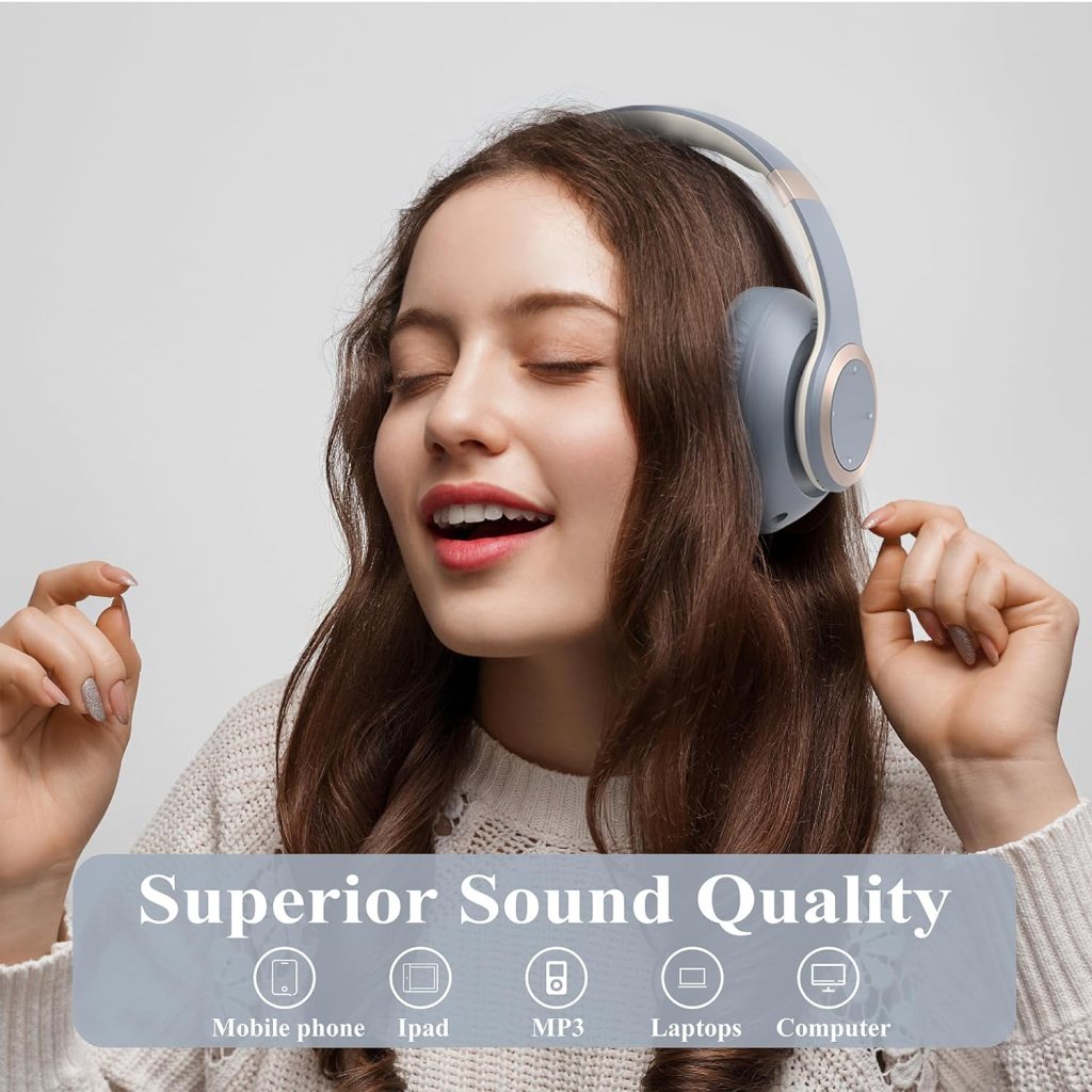 Hybrid Noise Cancelling Headphones, 100H Playtime Headphones Wireless Bluetooth with Transparency Mode, Over Ear Bluetooth Headphones Wireless with Mic, Deep Bass, Fast Charging for Travel (Black)