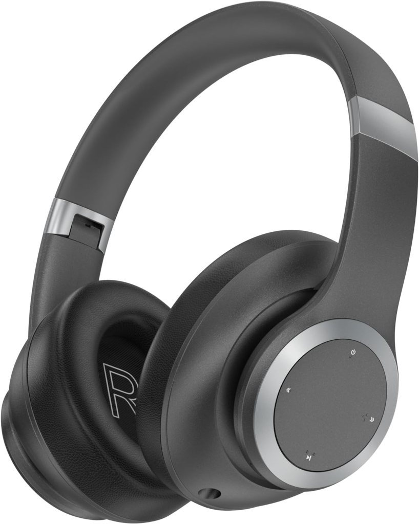 Hybrid Noise Cancelling Headphones, 100H Playtime Headphones Wireless Bluetooth with Transparency Mode, Over Ear Bluetooth Headphones Wireless with Mic, Deep Bass, Fast Charging for Travel (Black)