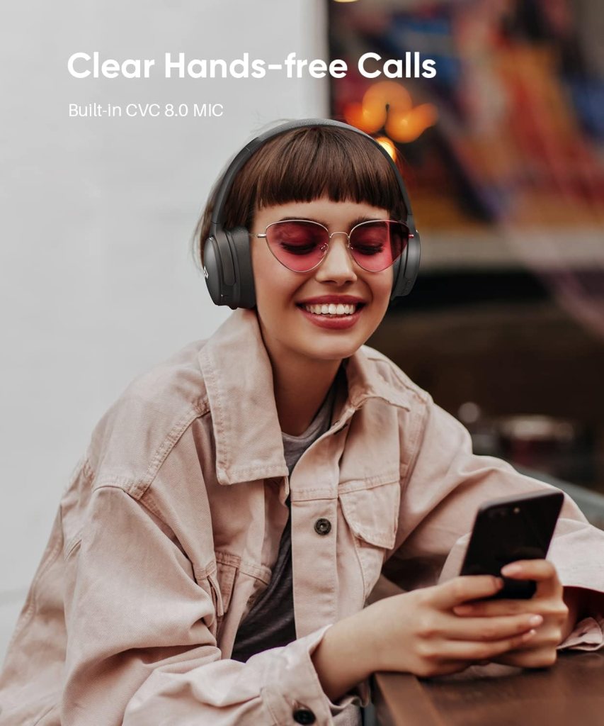 INFURTURE Rose Gold Active Noise Cancelling Headphones with Microphone Wireless Over Ear Bluetooth, Deep Bass, Memory Foam Ear Cups, Quick Charge 40H Playtime, for TV, Travel, Home Office