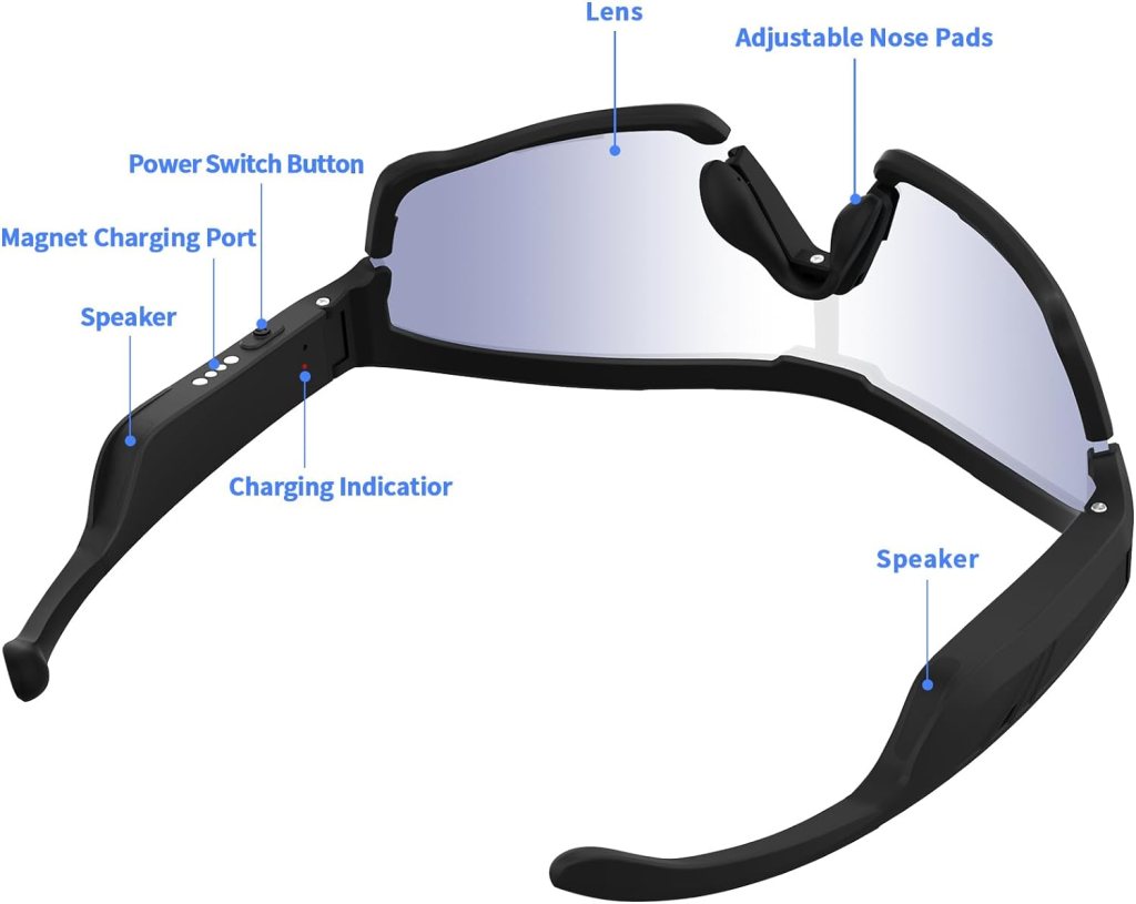 LASMEX Sport Sunglasses for Men, Smart Wireless Bluetooth Audio Glasses with Microphone for Calling Music Play LASMEX Sport Sunglasses for Men, Smart Wireless Bluetooth Audio Glasses with Microphone for Calling Music Play