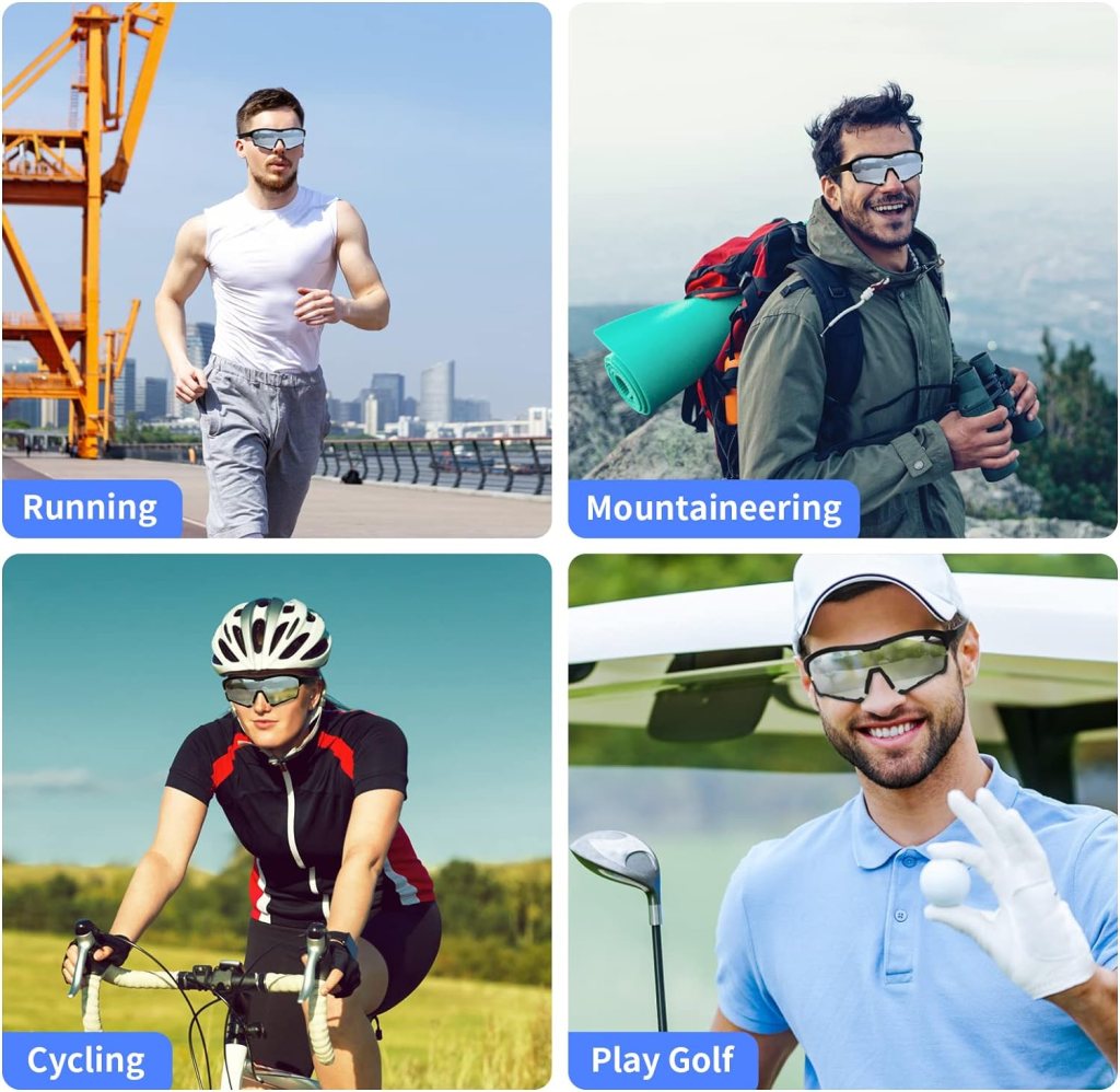 LASMEX Sport Sunglasses for Men, Smart Wireless Bluetooth Audio Glasses with Microphone for Calling Music Play LASMEX Sport Sunglasses for Men, Smart Wireless Bluetooth Audio Glasses with Microphone for Calling Music Play