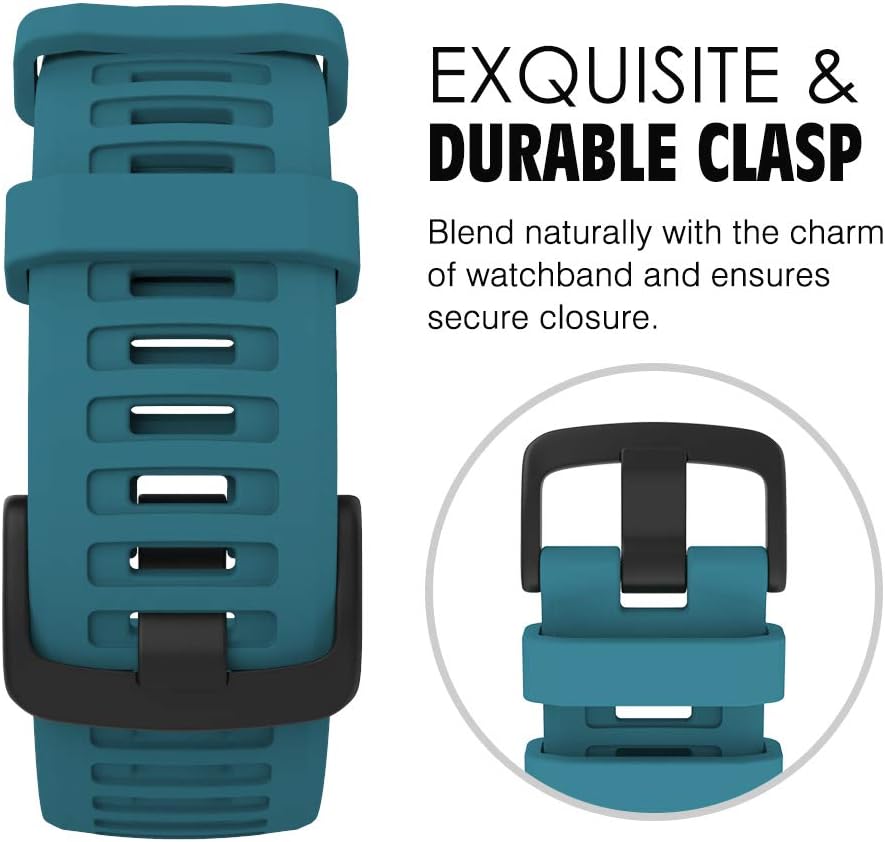 MoKo Watch Strap Compatible with Garmin Instinct Esports/Solar/Tactical/Tide Military Watch,Soft Silicone Adjustable Replacement Band Fit Garmin Instinct 2 Sports GPS Smart Watch - Black