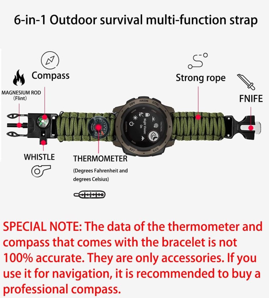 Onewly Compatible with Garmin Instinct Watch Bands,Outdoor Survival Umbrella Rope 22mm Watch Strap for Garmin Instinct 2 Solar/Tactical/Tide/Esports/Instinct Solar Onewly Compatible with Garmin Instinct Watch Bands,Outdoor Survival Umbrella Rope 22mm Watch Strap for Garmin Instinct 2 Solar/Tactical/Tide/Esports/Instinct Solar
