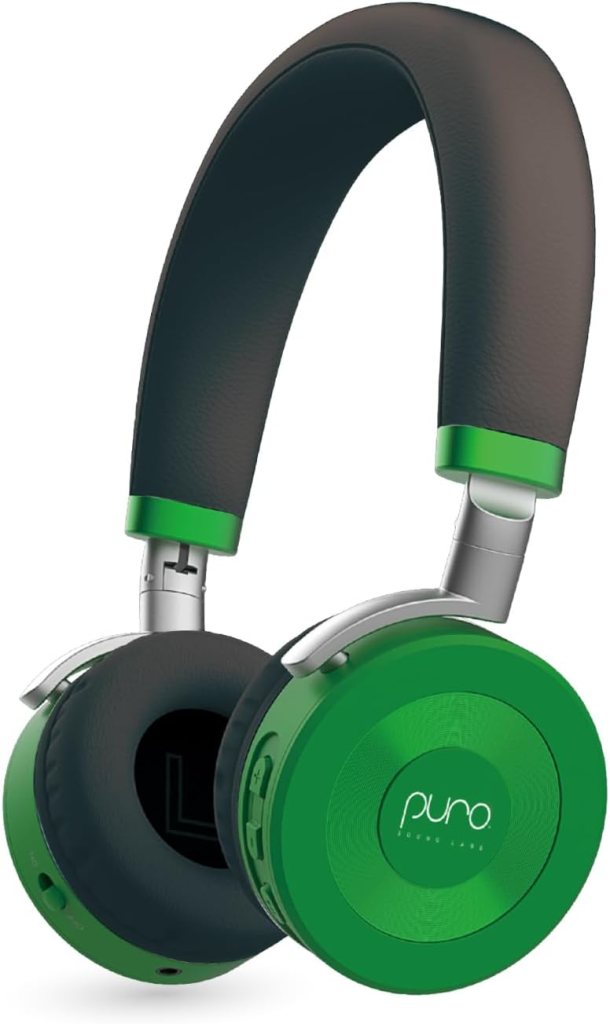 Puro Sound Labs JuniorJam Plus Volume Limiting Headphones for Kids, Safer Audio to Protect Hearing- Adjustable Bluetooth Headphones for Tablets, Smartphones, PCs- 22-Hour Battery Life (Green)