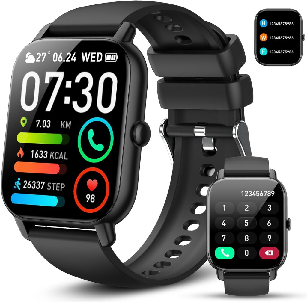 Smart Watch for Men Women Answer/Make Calls, Fitness Watch 1.85 Touch Screen Smartwatch, Fitness Tracker with Heart Rate Sleep Monitor and 100+Sports, IP68 Waterproof Activity Tracker for iOS Android