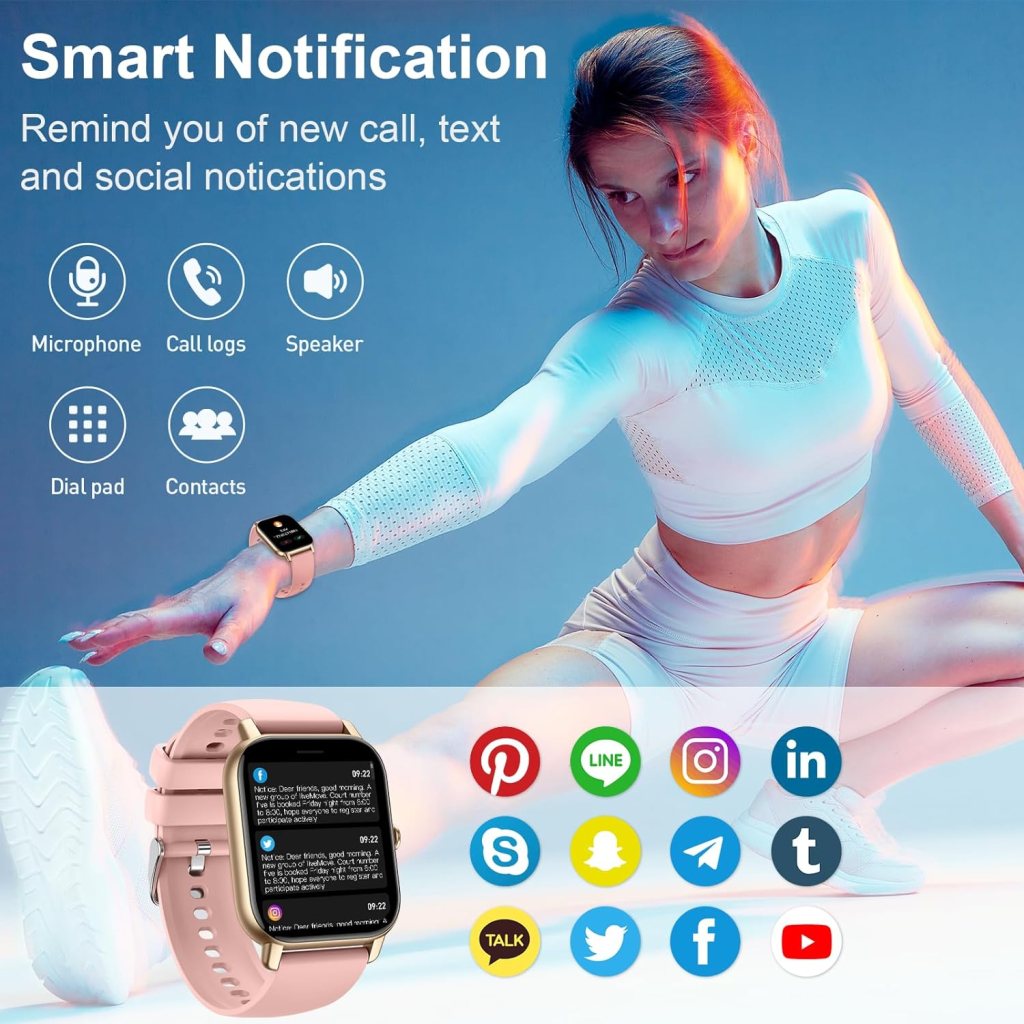 Smart Watch for Men Women Answer/Make Calls, Fitness Watch 1.85 Touch Screen Smartwatch, Fitness Tracker with Heart Rate Sleep Monitor and 100+Sports, IP68 Waterproof Activity Tracker for iOS Android