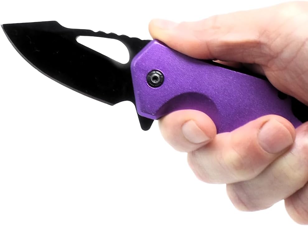 Sping Assisted Folding Pocket Knife 3 EDC German Surgical Stainless Steel Blade and Bottle Opener Purple Men Woman Sping Assisted Folding Pocket Knife 3 EDC German Surgical Stainless Steel Blade and Bottle Opener Purple Men Woman