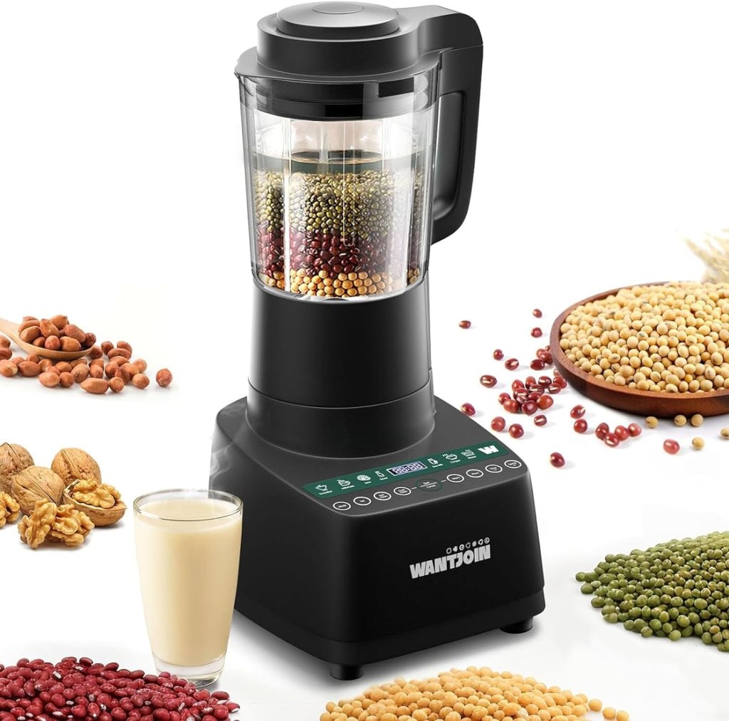 WantJoin Multifunctional Cooking Blender,High-Speed Countertop Blender 24000RPM, HotCold,9 One Touch Programs with 12H Delay Cook,60 Oz,Soybean Milk Machine for Nut Butters,Soups,Shakes and Smoothies