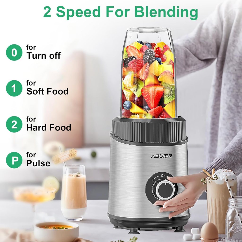 900W Smoothie Blender, Abuler Personal Blender for Shakes and Smoothies, 13 Pieces with 22OZ To-Go Cup Portable Blender and Grinder Combo with 2 Speed Control, Smoothie Maker, BPA Free