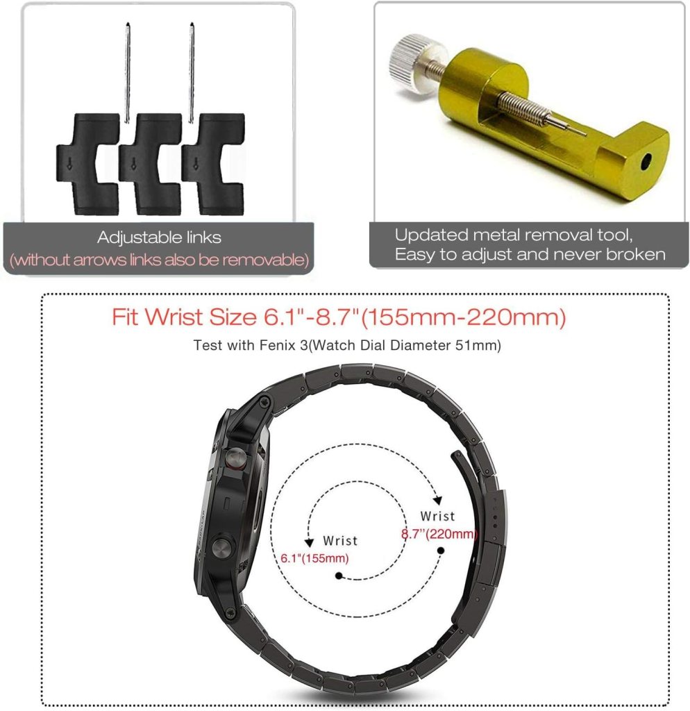 Abanen for Fenix 6X / Fenix 5X / Fenix 7X / Enduro Titanium Watch Bands, Quick Release Fit 26mm Titanium Wristband Strap with Stainless Steel Buckle for Garmin Fenix 5X Plus,Tactix Delta,Black Abanen for Fenix 6X / Fenix 5X / Fenix 7X / Enduro Titanium Watch Bands, Quick Release Fit 26mm Titanium Wristband Strap with Stainless Steel Buckle for Garmin Fenix 5X Plus,Tactix Delta,Black