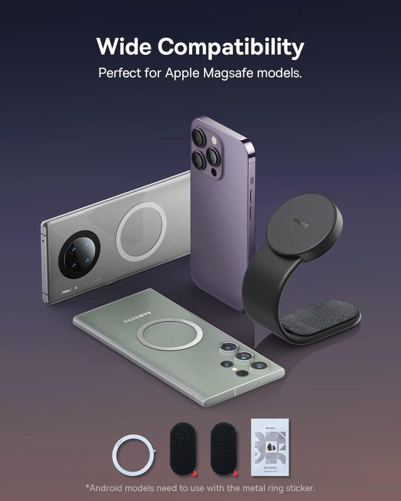 Baseus Magsafe Car Mount, Magnetic Phone Holder for Car, Compatible with iPhone 15, 14, 13, 12 Pro Plus Max Mini, Bendable Memory Titanium Alloy for Dashboard, Windshield