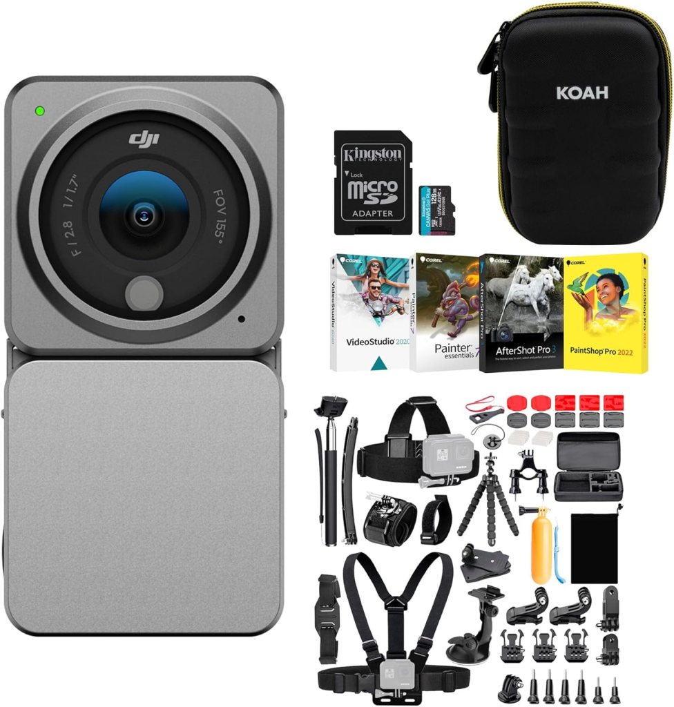 DJI Action 2 Power Combo Adventure Bundle - Portable and Wearable Action Camera with Extra Battery and 4K 120 FPS and Wide FOV