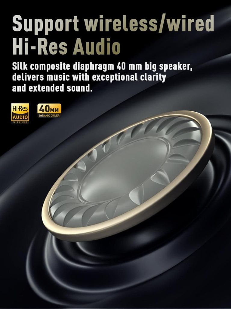 iKF-Solo Wireless Headphones Bluetooth 5.3 Active Noise Cancelling Smart App Control 35ms Low latency Support wired wireless Hi-Res Audio for iOS/Android/PC/PS5/Switch/Xbox (YunYan-White)