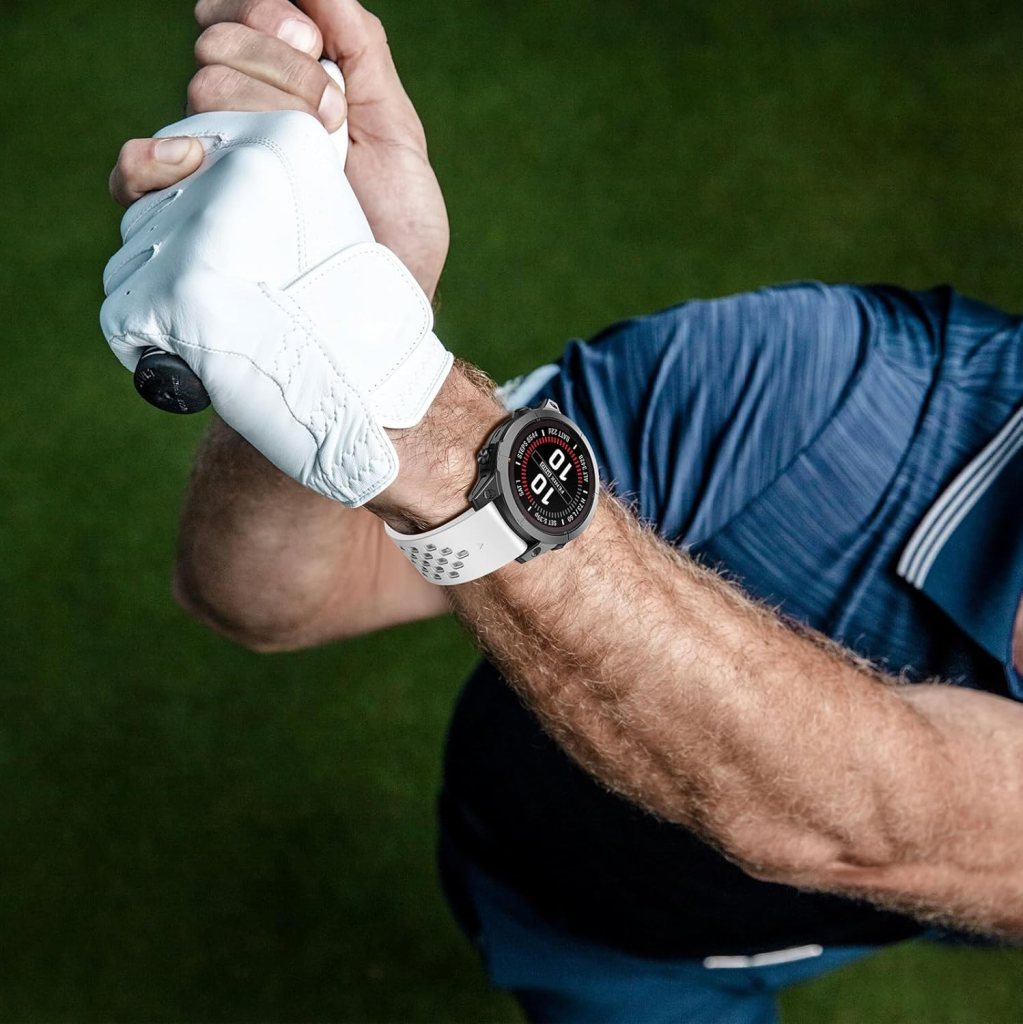 ISABAKE Air-holes Silicone Quick Fit 26MM Watch Band for Garmin Fenix 7X/Fenix 6X/Fenix 6X Pro/Fenix 5X/Fenix 5X Plus/ Fenix 3, Soft Sport Wristband Strap with Fold-over Magnetic Closure for Instinct 2X / Enduro