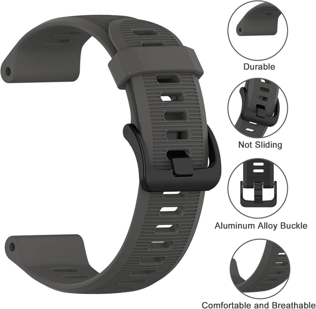 ISABAKE Band for Garmin Forerunner 935/Forerunner 945/955/965/Forerunner 745,Compatible with Fenix 5/ Fenix 5plus/ Fenix 6/ Fenix 6 Pro/Approach S60,Soft Silicone 22mm Replacement Bands