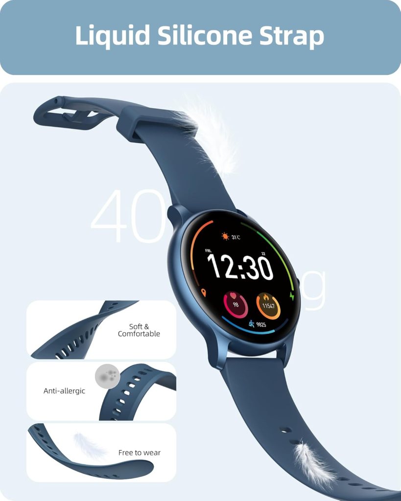 Parsonver Smart Watch for Men Women(Answer/Make Calls), 2024 Smartwatches for Android iOS, Fitness Tracker with Heart Rate/SpO2/Sleep/Stress Monitor, Pedometer, IP68 Waterproof 100+ Sports Modes, Blue