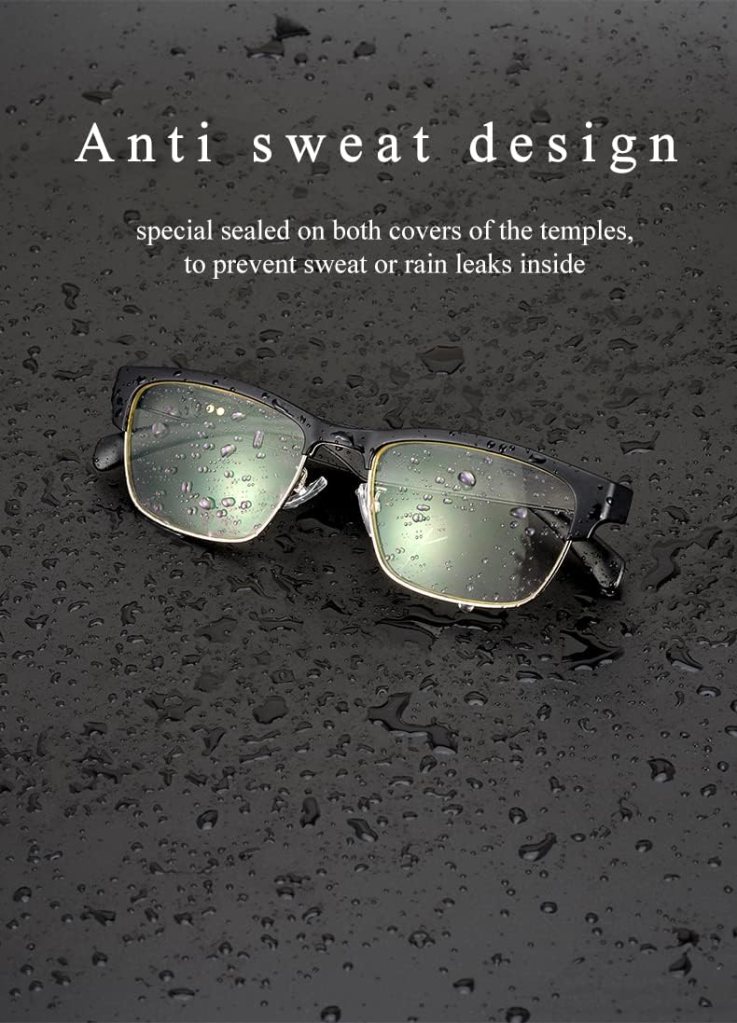 Smart Bluetooth Glasses,New Wireless Bluetooth Smart Audio Glasses,Mens/Womens Indoor and Outdoor Entertainment Smart Glasses,Including 2 Magnetic Charging Wires(gold clear)