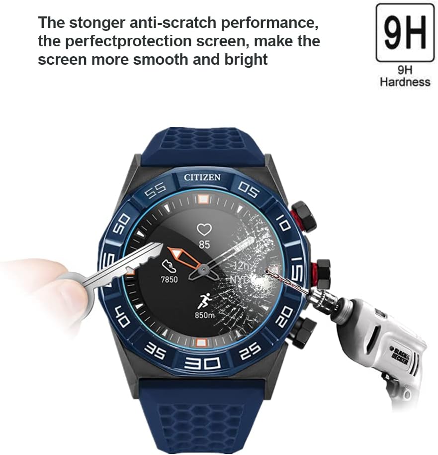 (3PCS) Compatible for Citizen CZ Smart Hybrid Watch Screen Protector, 9H Anti-Scratch Premium Real Tempered Glass Protector smartwatch 44mm Stainless Steel (3PCS) Compatible for Citizen CZ Smart Hybrid Watch Screen Protector, 9H Anti-Scratch Premium Real Tempered Glass Protector smartwatch 44mm Stainless Steel