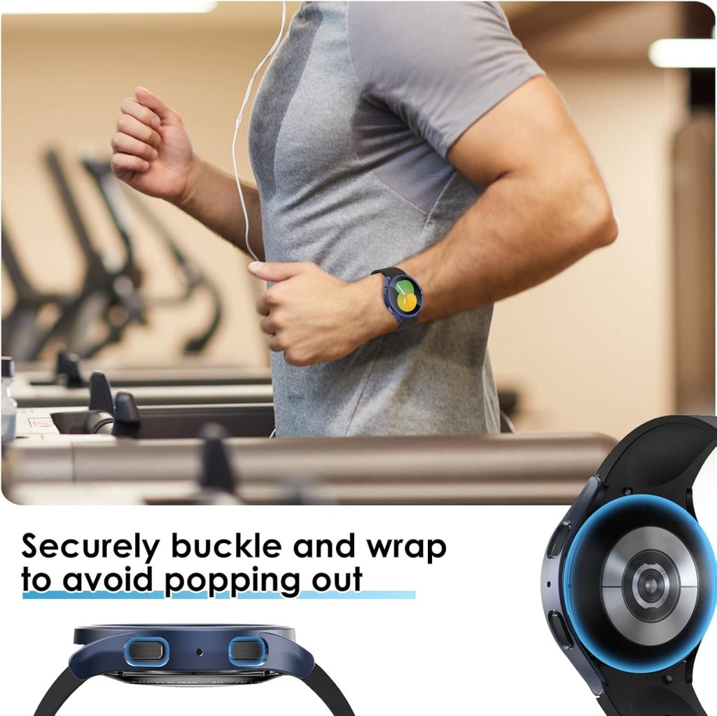 [5+5 Pack] KIMILAR Galaxy Watch 6 Screen Protector Case 40mm, Anti-Fog Tempered Glass Protective Film and Hard PC Protective Bumper Compatible with Samsung Galaxy Watch 6 40mm Accessories