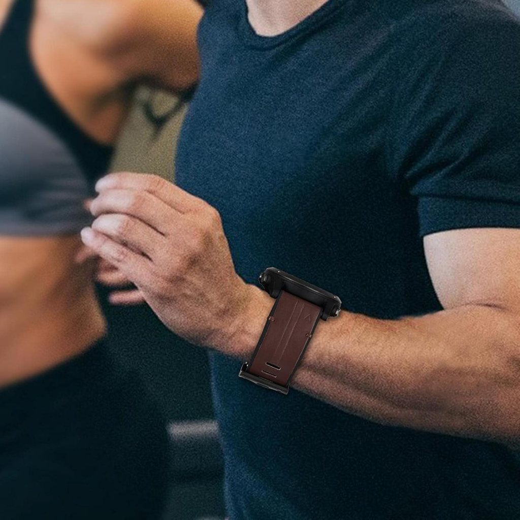 Abanen for Garmin Fenix 7X / Fenix 6X / Fenix 5X Watch Band, Quick Easy Fit 26mm Soft Genuine Leather Hybrid Silicone Sweatproof Wristband Strap for Fenix 5X Plus,Tactix Delta,Fenix 3,Enduro