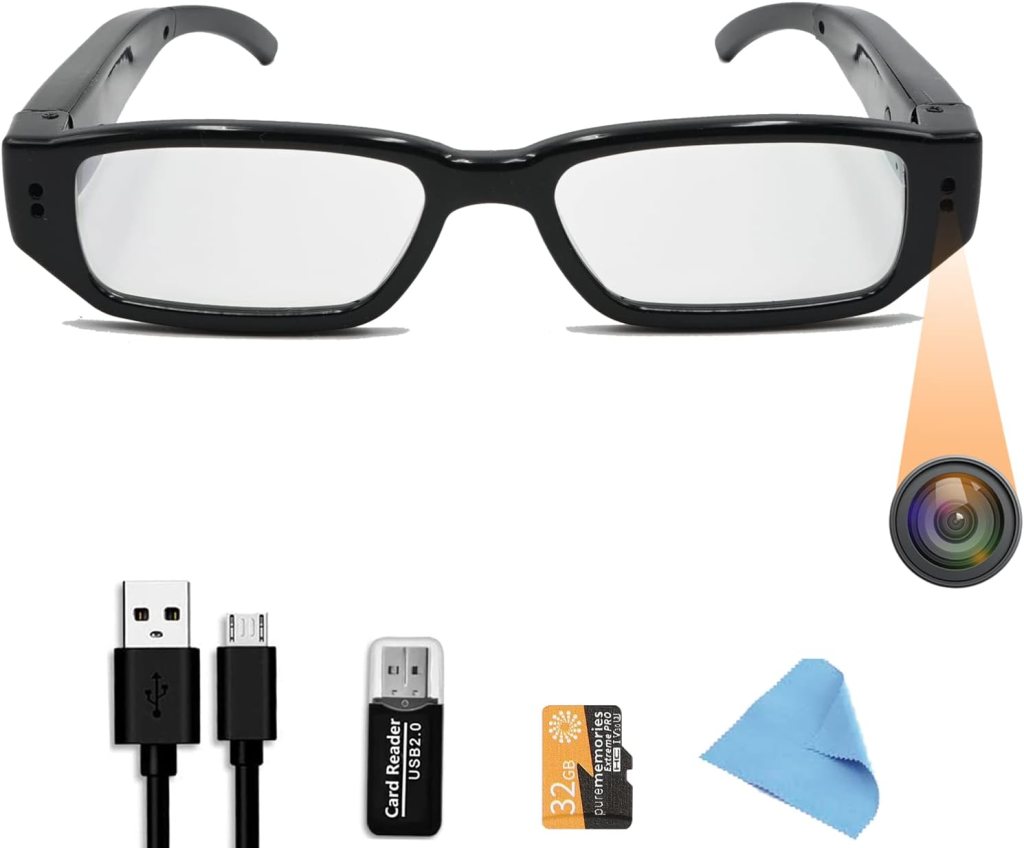 Camera Glasses Full HD 1080p, No Bluetooth or WiFi