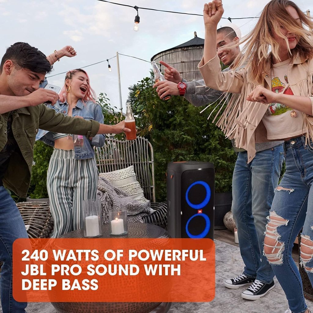 JBL PartyBox 310 Portable Bluetooth Party Speaker with Lights (JBLPARTYBOX310AM) + Wireless Two Microphone System with Receiver + AUX Cable + Microfiber Cloth JBL PartyBox 310 Portable Bluetooth Party Speaker with Lights (JBLPARTYBOX310AM) + Wireless Two Microphone System with Receiver + AUX Cable + Microfiber Cloth