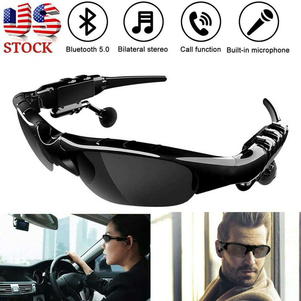 JINYI Wireless Bluetooth Headset with Sports Polarized Sunglasses Music Sunglasses Men Women Sport Sunglasses Smart Glasses Headphone Built-in Mic for Outdoor Cycling Running Driving Fishing