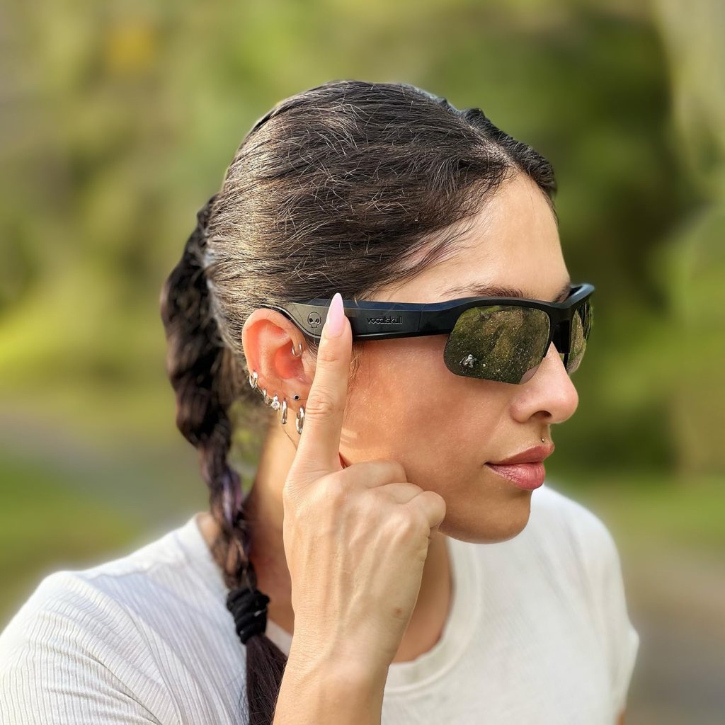 Smart Bone Conduction Audio Sunglasses - Sports Sunglasses with Polarized Glasses - IPX 5 Waterproof - 5.1 Bluetooth Connectivity - Touch  Voice Assistant Compatible - Blue
