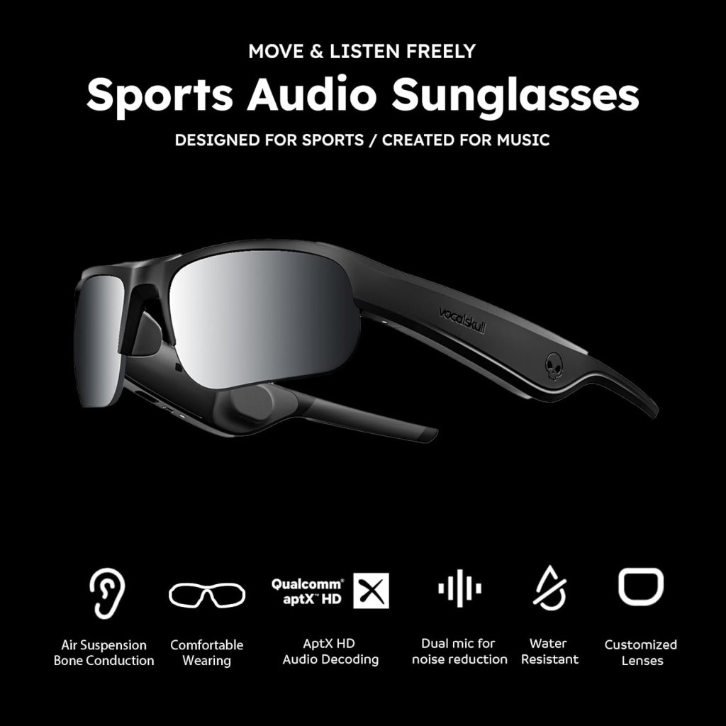 Smart Bone Conduction Audio Sunglasses - Sports Sunglasses with Polarized Glasses - IPX 5 Waterproof - 5.1 Bluetooth Connectivity - Touch  Voice Assistant Compatible - Blue