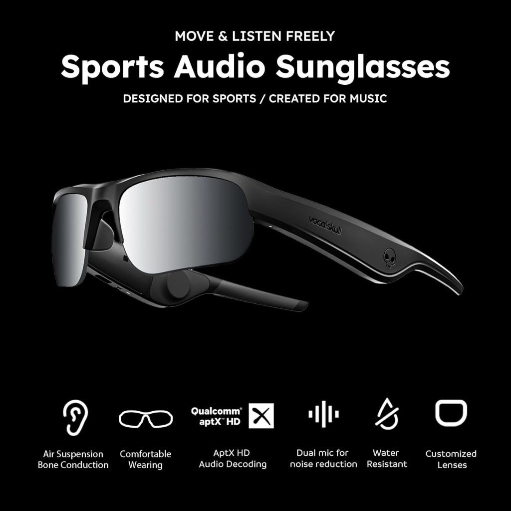 Smart Bone Conduction Audio Sunglasses - Sports Sunglasses with Polarized Glasses - IPX 5 Waterproof - 5.1 Bluetooth Connectivity - Touch  Voice Assistant Compatible - Blue