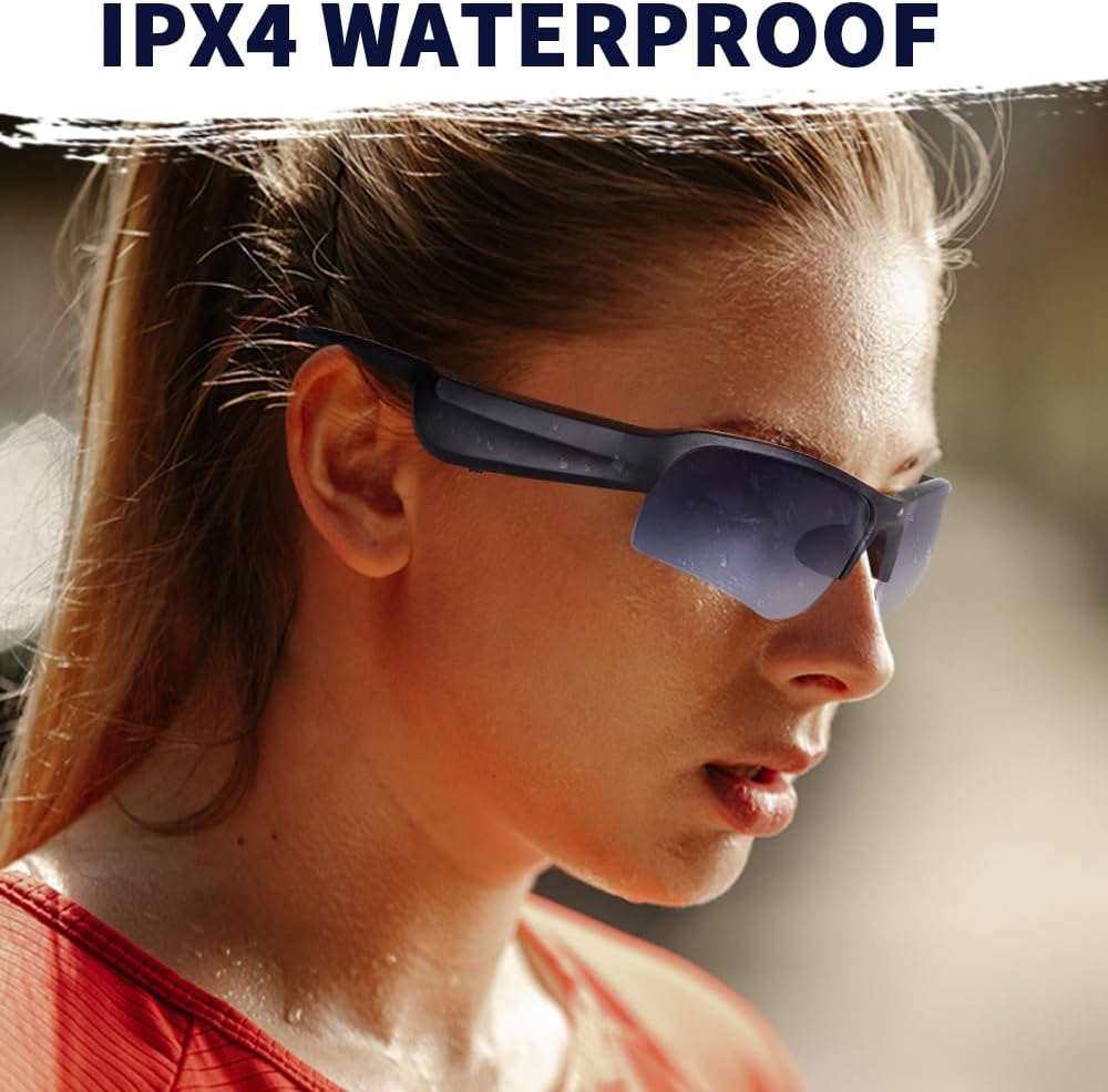 Sports Smart Glasses for Men Women Open Ear 5.3 Connectivity Sunglasses IPX4 Waterproof Magnetic Charging Noise Reduction with Speaker for Bike Outdoor Cycling Running Sports Smart Glasses for Men Women Open Ear 5.3 Connectivity Sunglasses IPX4 Waterproof Magnetic Charging Noise Reduction with Speaker for Bike Outdoor Cycling Running