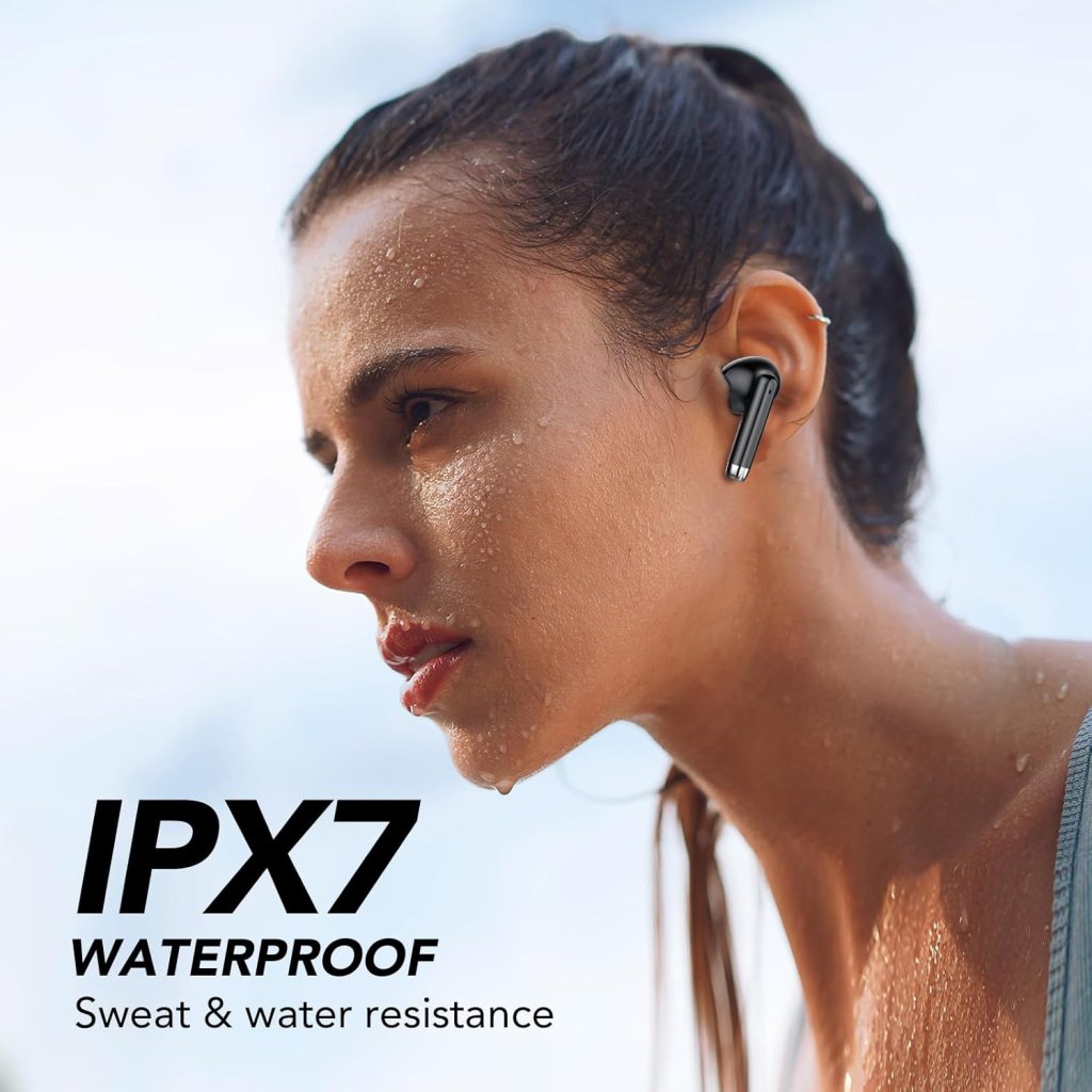 Wireless Earbuds, QXQ Bluetooth 5.3 Headphones in Ear 40H Playtime, Ear buds Deep Bass, Bluetooth Earbuds Built-in HD Mic, IPX7 Waterproof, Earphones Light Weight, Touch Control, Portable Design,USB-C