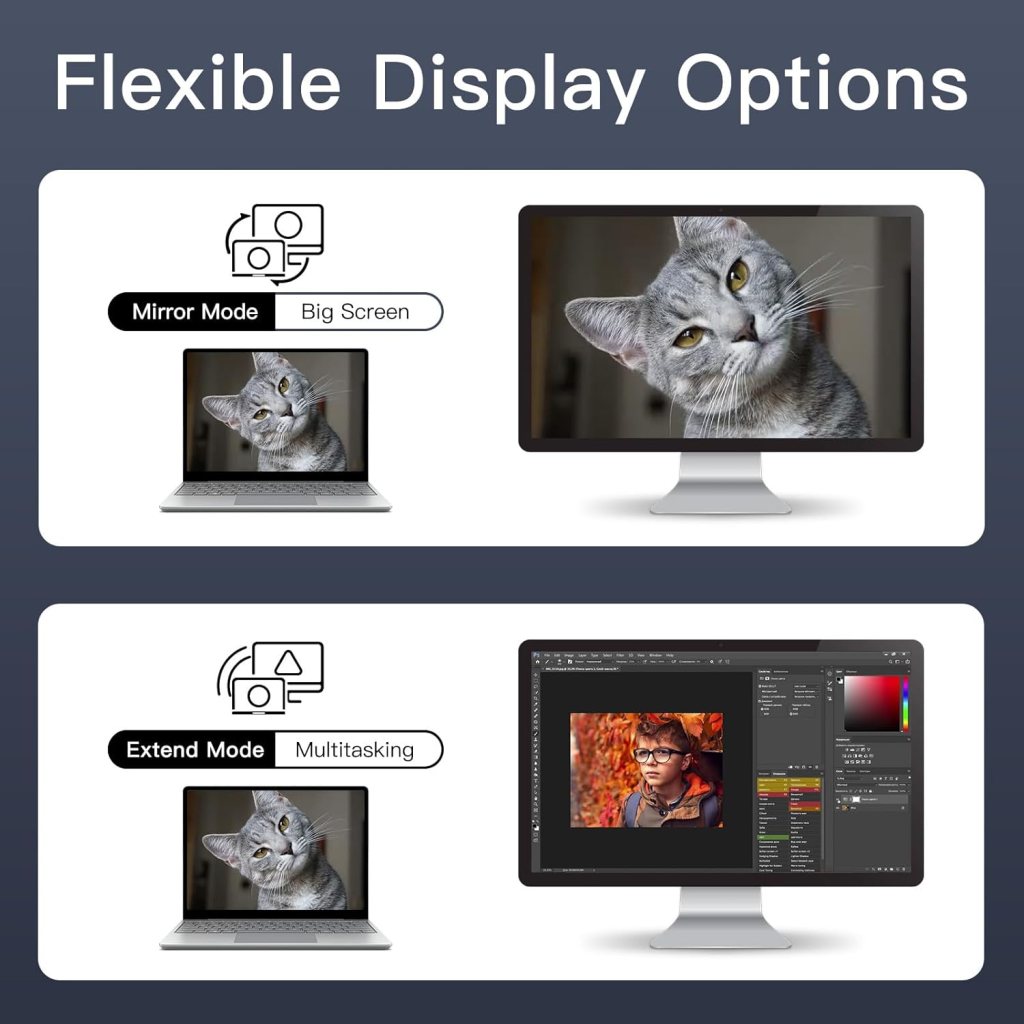 2024 Upgraded Wireless HDMI Transmitter and Receiver 4K, Wireless HDMI Extender Kit 100FT Range, 2.4G/5G Plug  Play, Streaming from Laptop/PC/TV Box/Camera to Monitor/Projector/HDTV (Black)