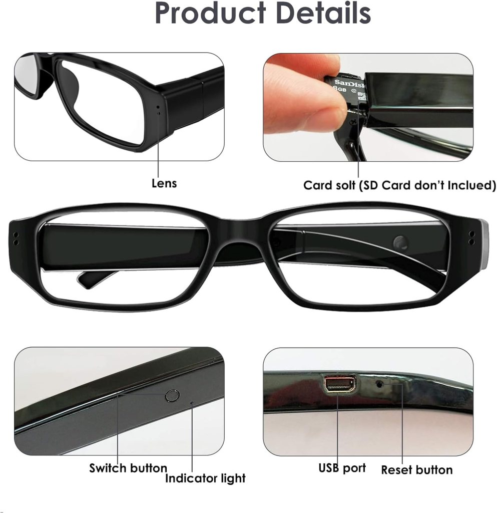 Birsppy NANIBO Camera Glasses Outdoor Glasses HD 1080P Eyewear Smart Glasses Camera with Video Recording Camera for Sport Cycling Driving Fishing Traveling