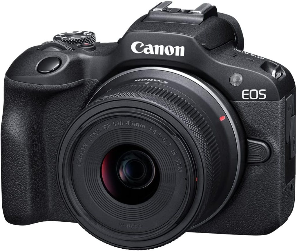 Canon EOS R100 Mirrorless Camera RF-S18-45mm F4.5-6.3 is STM Lens Kit, 24.1 Megapixel CMOS (APS-C) Sensor, 4K Video, RF Mount, Black