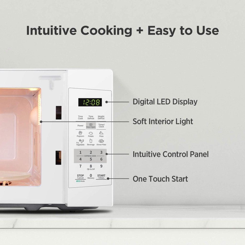 COMFEE EM720CPL-PM Countertop Microwave Oven with Sound On/Off, ECO Mode and Easy One-Touch Buttons, 0.7 Cu Ft/700W, Pearl White