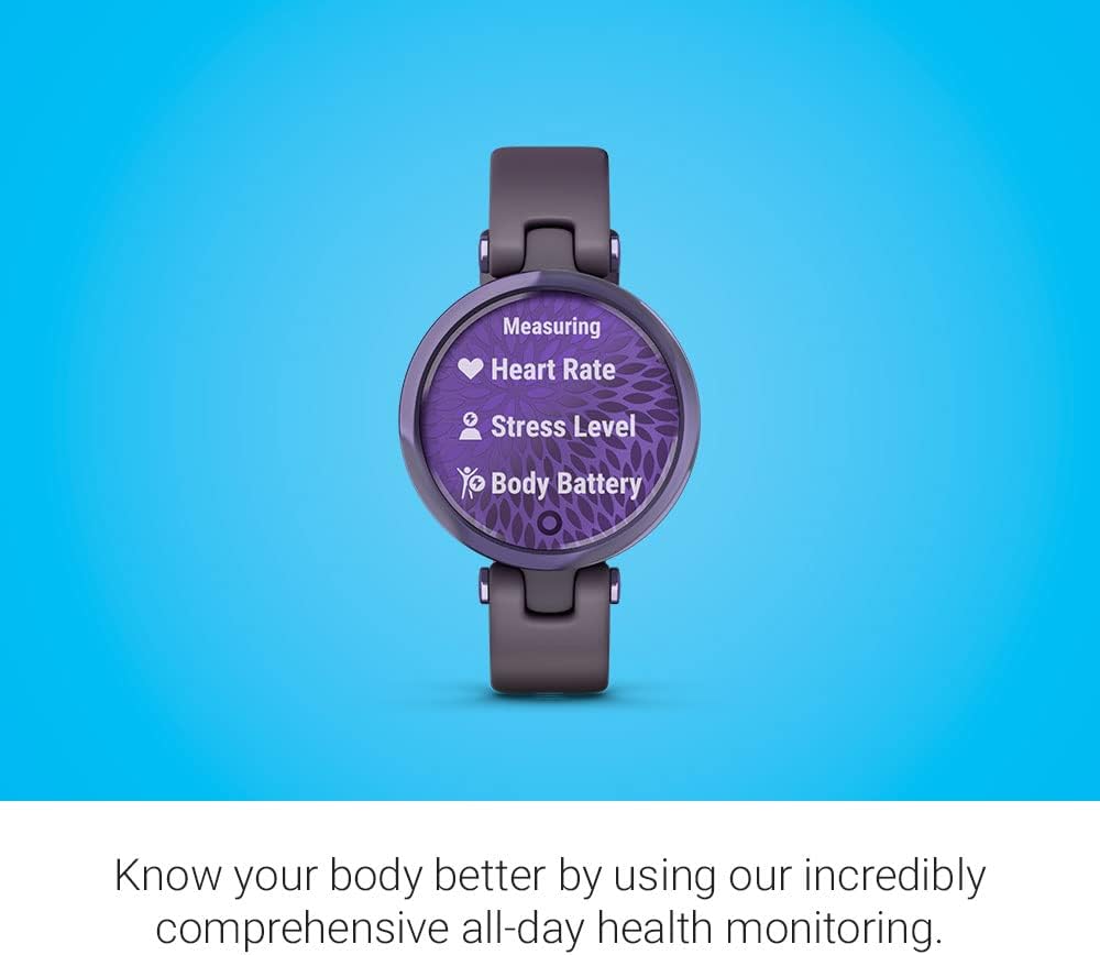 Garmin Lily™ Stylish Small Smartwatch, Bright Touchscreen Display and Patterned Lens, Cream Gold and Dust Rose, Silicone Band