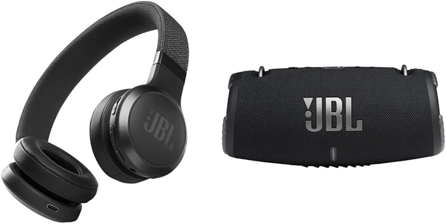 JBL Live 460NC - Wireless On-Ear Noise Cancelling Headphones with Long Battery Life and Voice Assistant Control - Black  Xtreme 3 - Portable Bluetooth Speaker