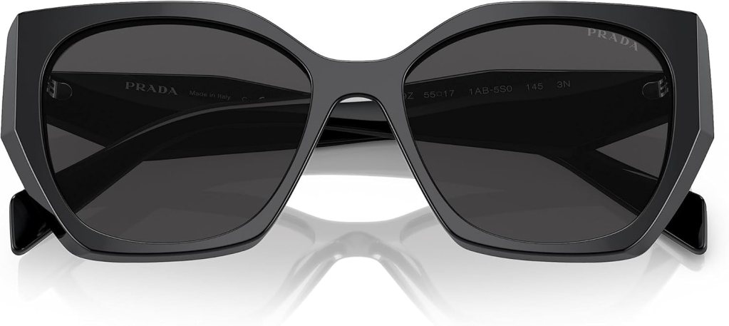 Prada PR 19ZS 1AB5S0 Black Plastic Butterfly Sunglasses Grey Lens